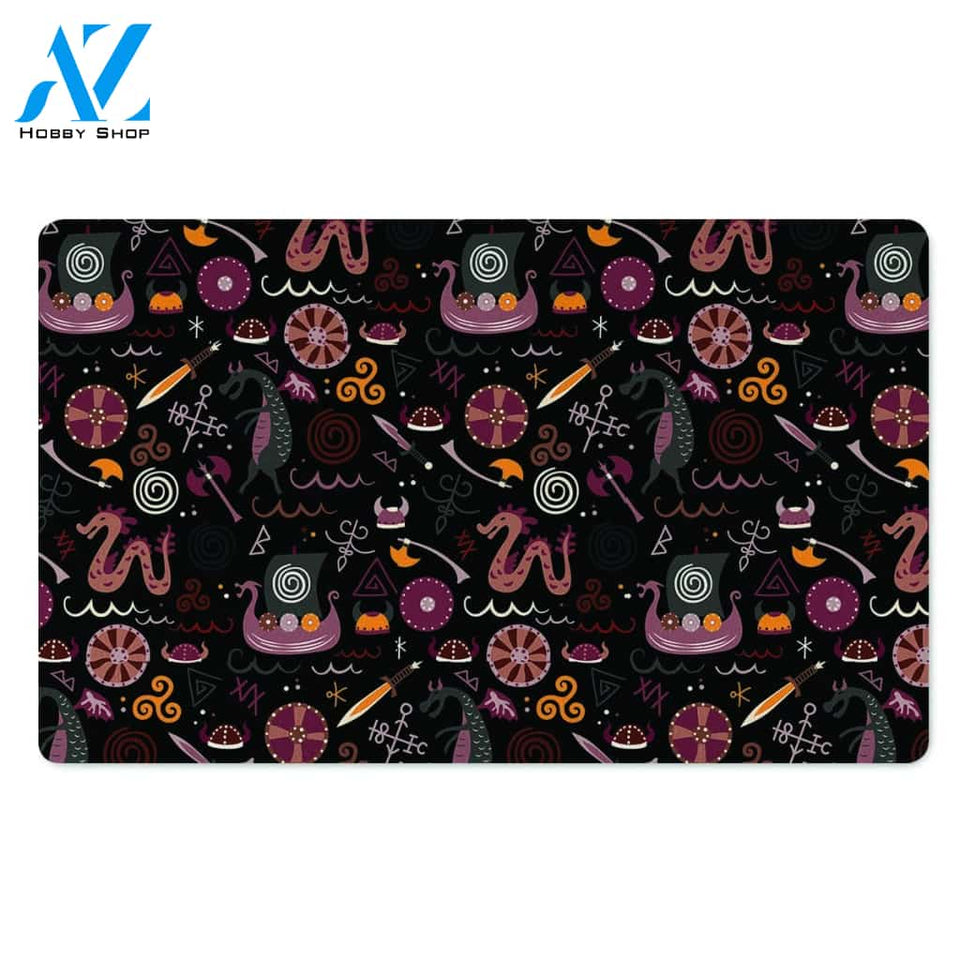 Viking Valhalla Cartoon Door Mat