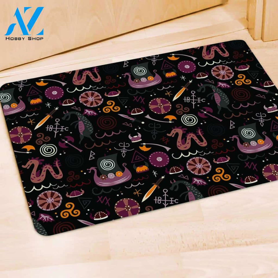 Viking Valhalla Cartoon Door Mat