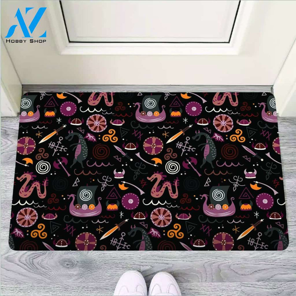 Viking Valhalla Cartoon Door Mat