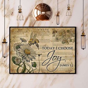 Vintage Bee Daisy Today I Choose Joy Paper Poster No Frame Matte Canvas Wall Decor