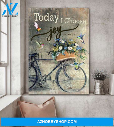 Vintage bicycle - Today I choose joy - Jesus Portrait Canvas Prints, Wall Art