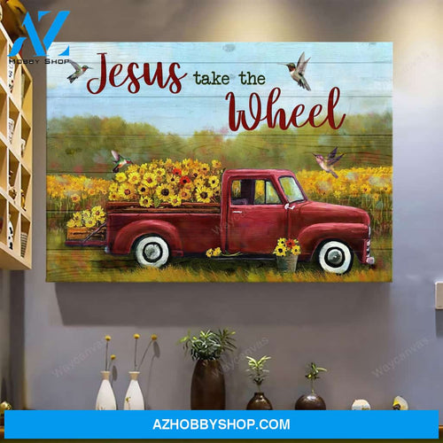 Vintage car and flowers - Jesus Landscape Canvas Prints, Wall Art