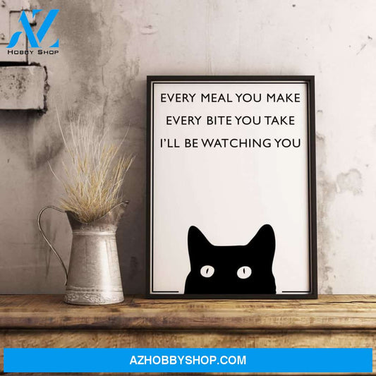 Vintage Cat Poster Print, I'll be Watching You, Animal Canvas And Poster, Wall Decor Visual Art