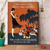 Vintage Girl & Chickens There Was A Girl Who Really Loved Chickens Paper Poster No Frame Matte Canvas Wall Decor