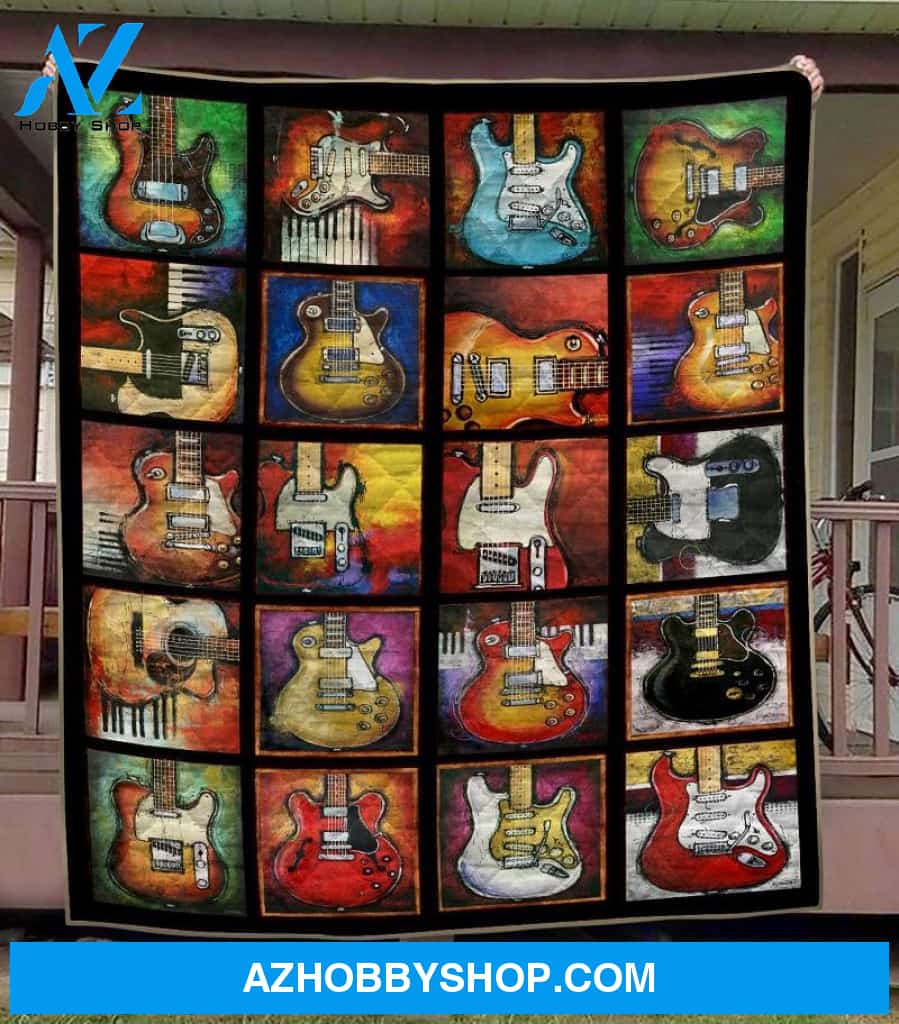 Vintage Guitar Art Gift Fleece Blanket
