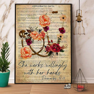 Vintage Medical Assistant She Works Willingly With Her Hands Paper Poster No Frame Matte Canvas Wall Decor