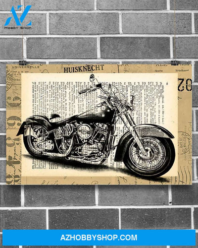 Vintage Motorcycle Art Canvas Wall Art, Wall Decor Visual Art