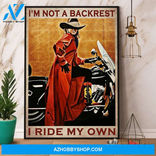 Vintage Motorcycle Woman I'M Not A Backrest I Ride My Own Canvas And Poster, Wall Decor Visual Art