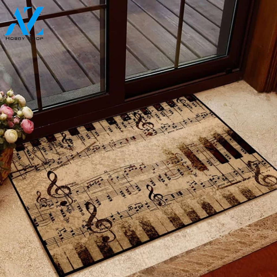 Vintage Music Notes Doormat Welcome Mat Housewarming Gift Home Decor Funny Doormat Gift For Music Lovers