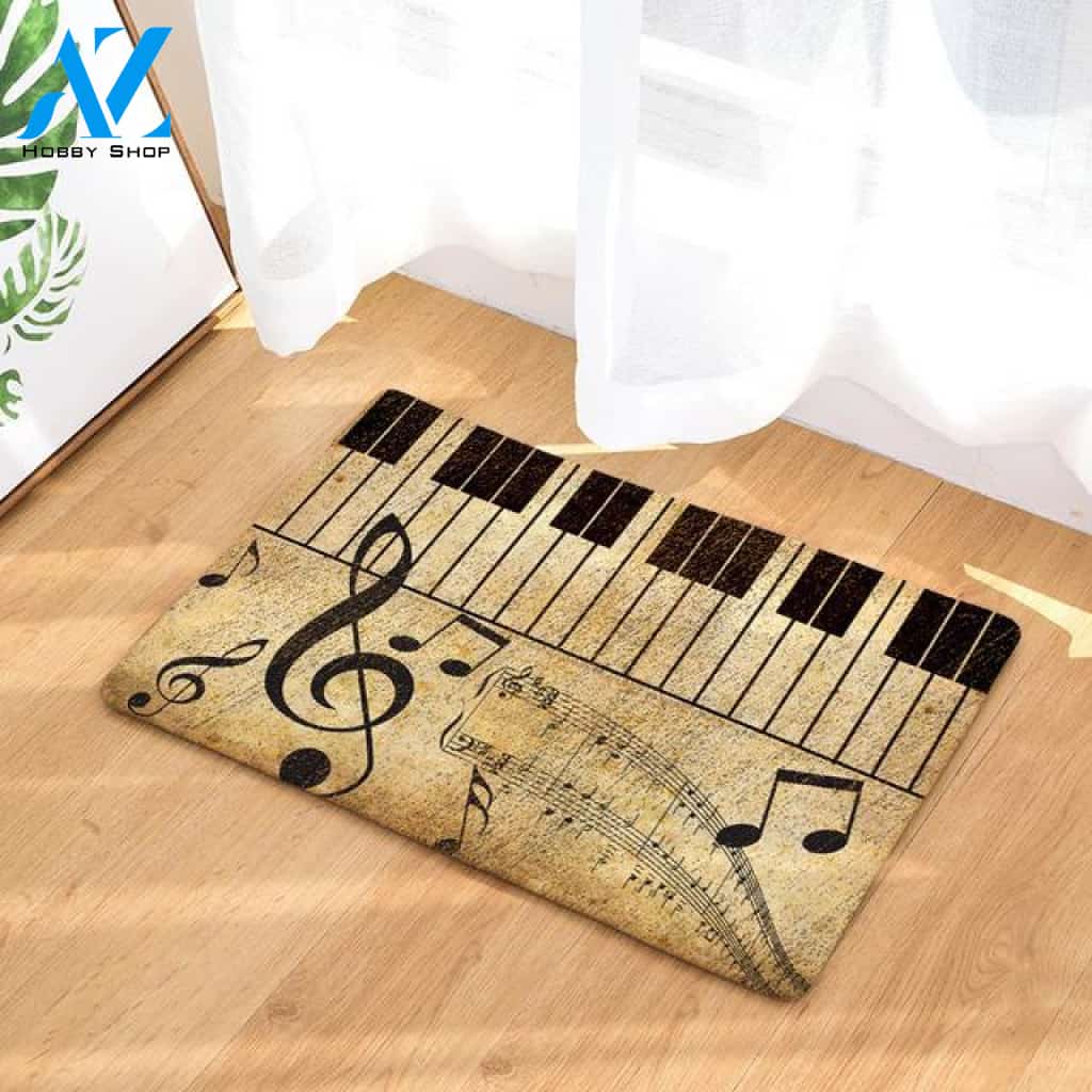 Vintage Music Notes Doormat Indoor and Outdoor Doormat Warm House Gift Welcome Mat Birthday Gift for Music Lovers Piano Lover