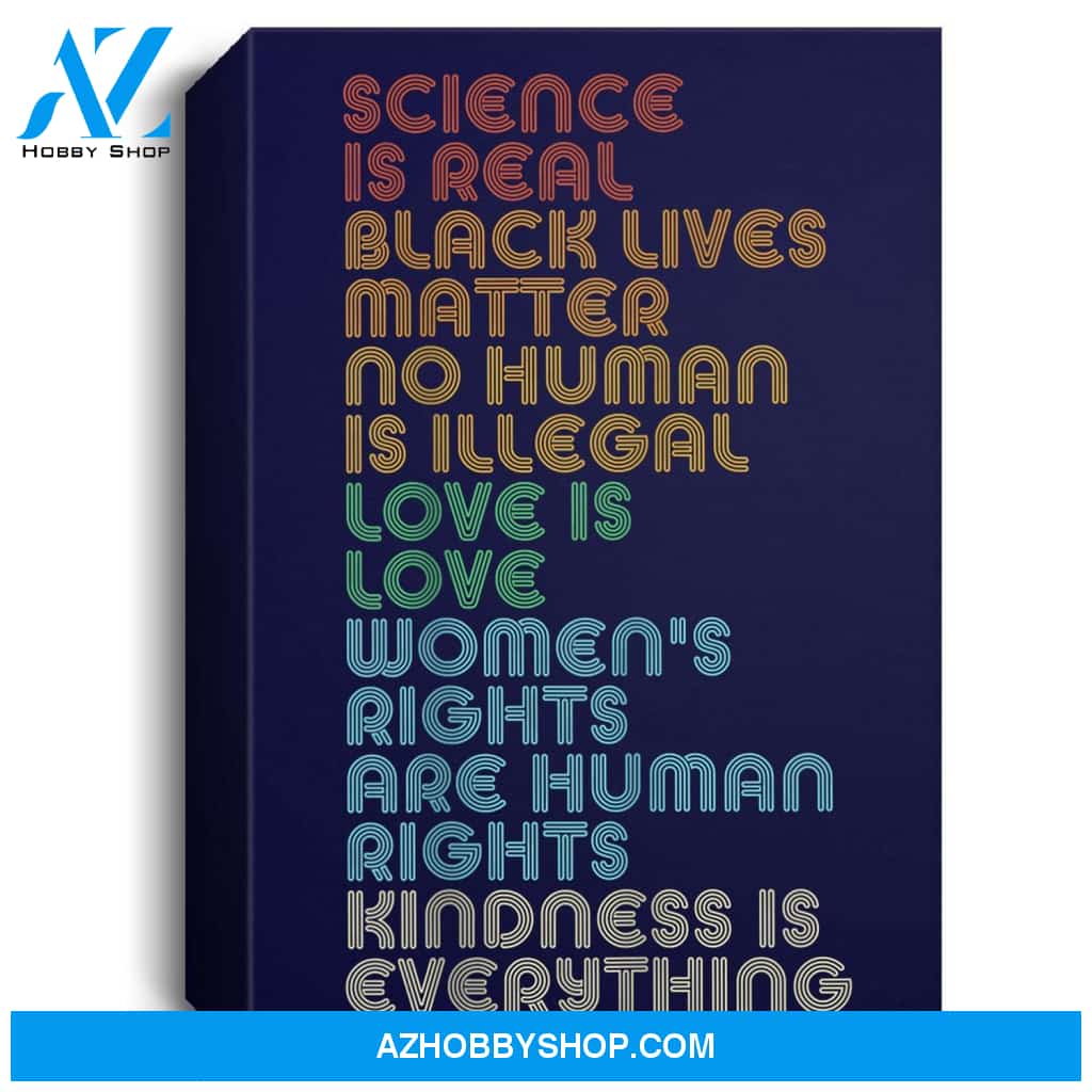 Vintage Retro Science Is Real Black Lives Matter Portrait Canvas