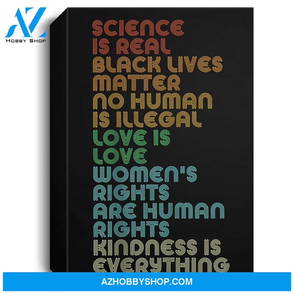 Vintage Retro Science Is Real Black Lives Matter Portrait Canvas