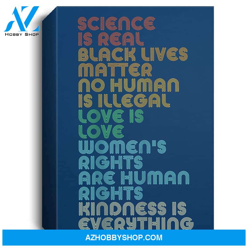 Vintage Retro Science Is Real Black Lives Matter Portrait Canvas