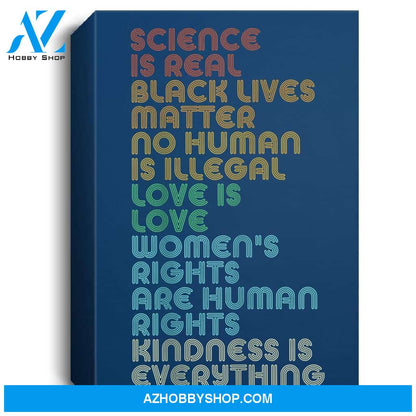 Vintage Retro Science Is Real Black Lives Matter Portrait Canvas