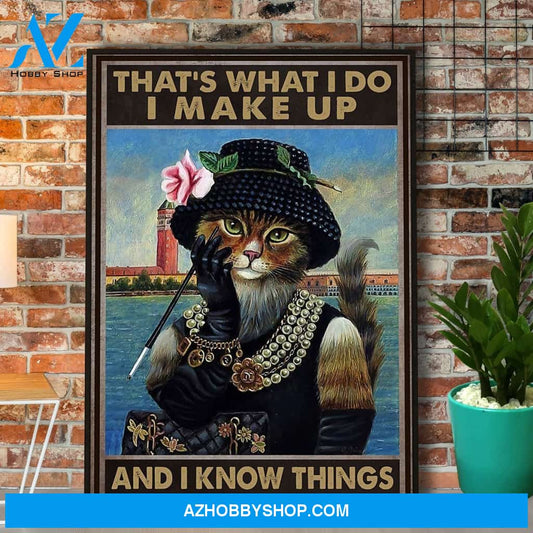Vintage Royal Cat Lady That'S What I Do I Make Up And I Know Things Canvas And Poster, Wall Decor Visual Art