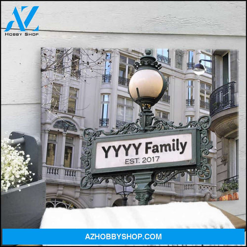 Vintage Street Sign With Names And Date Family Wall Decor Canvas Print