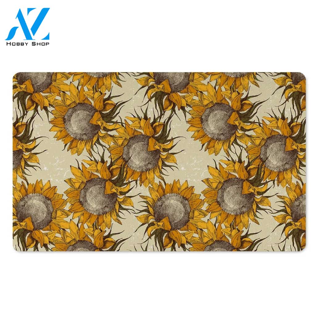 Vintage Sunflower Door Mat