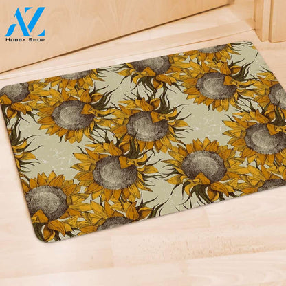 Vintage Sunflower Door Mat