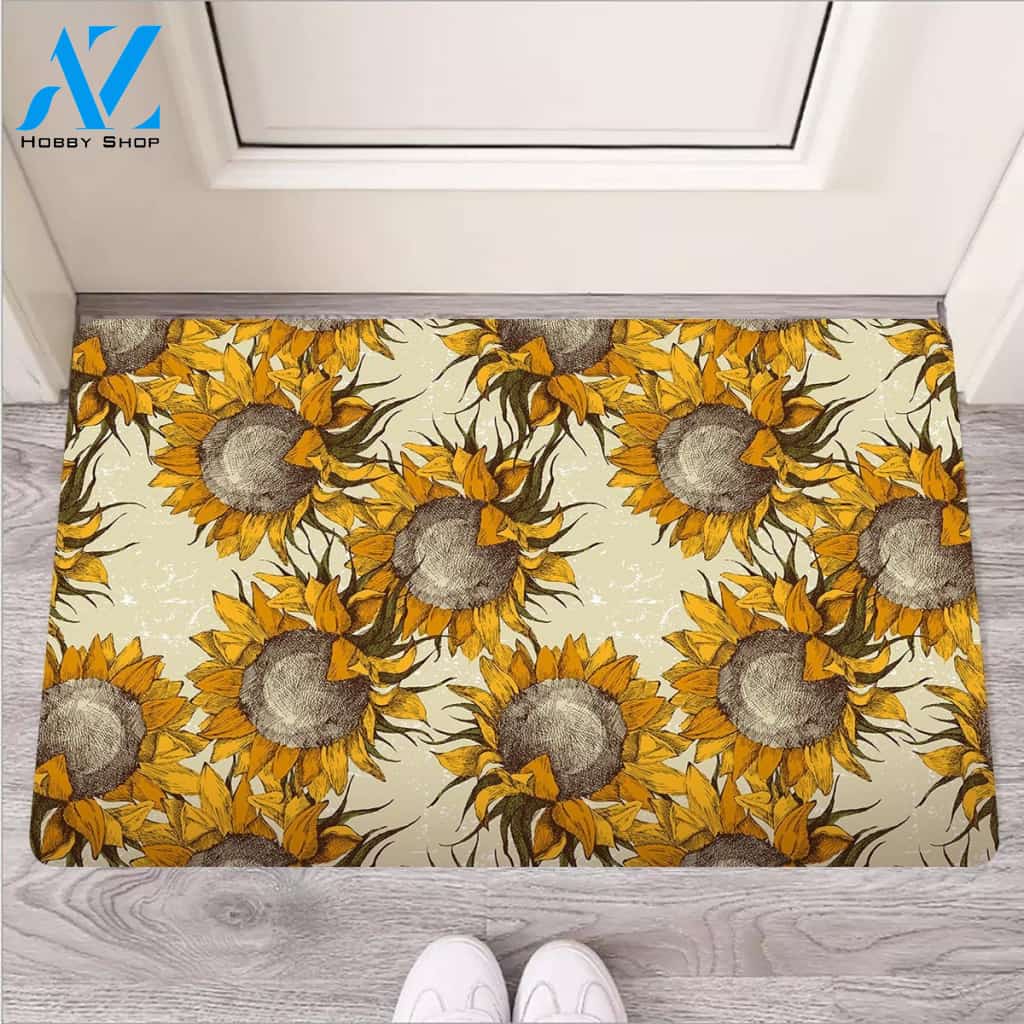 Vintage Sunflower Door Mat