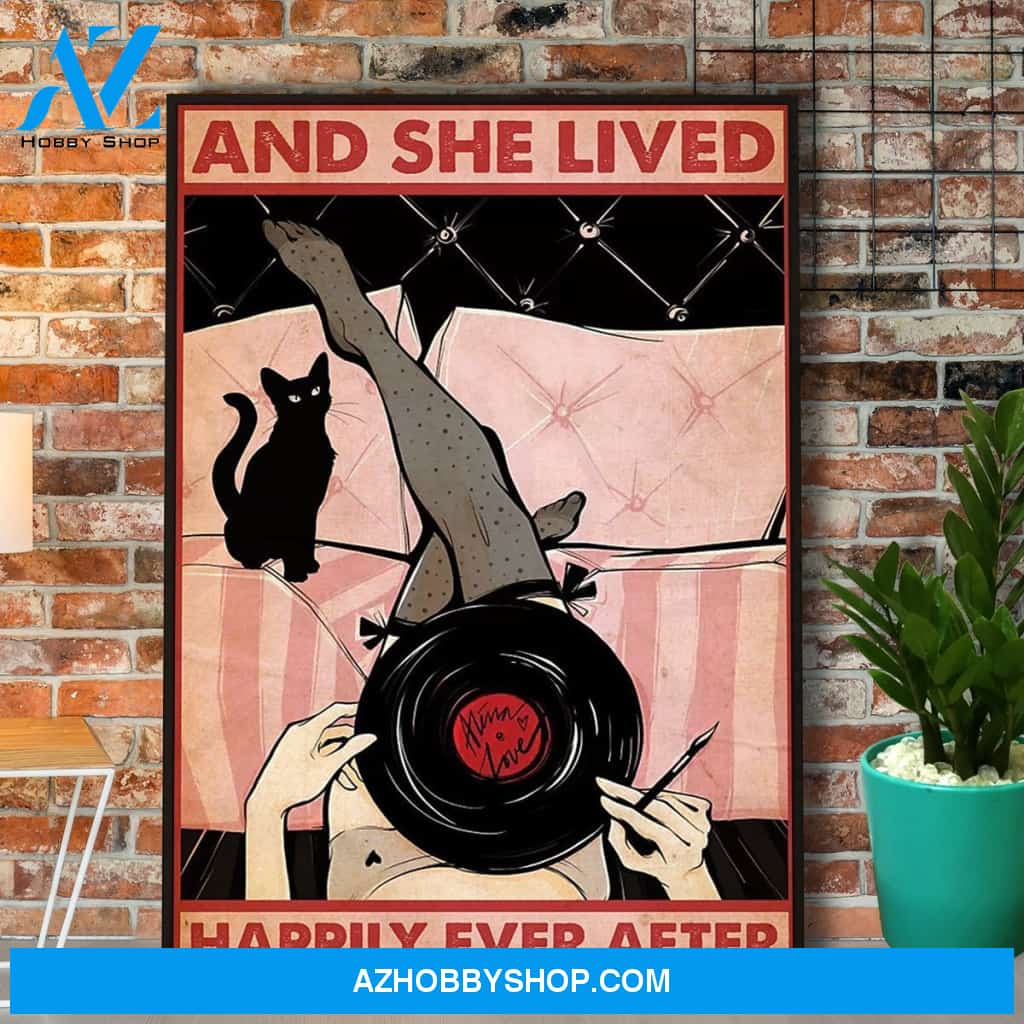Vinyl Girl And She Lived Happily Ever After Canvas And Poster, Wall Decor Visual Art