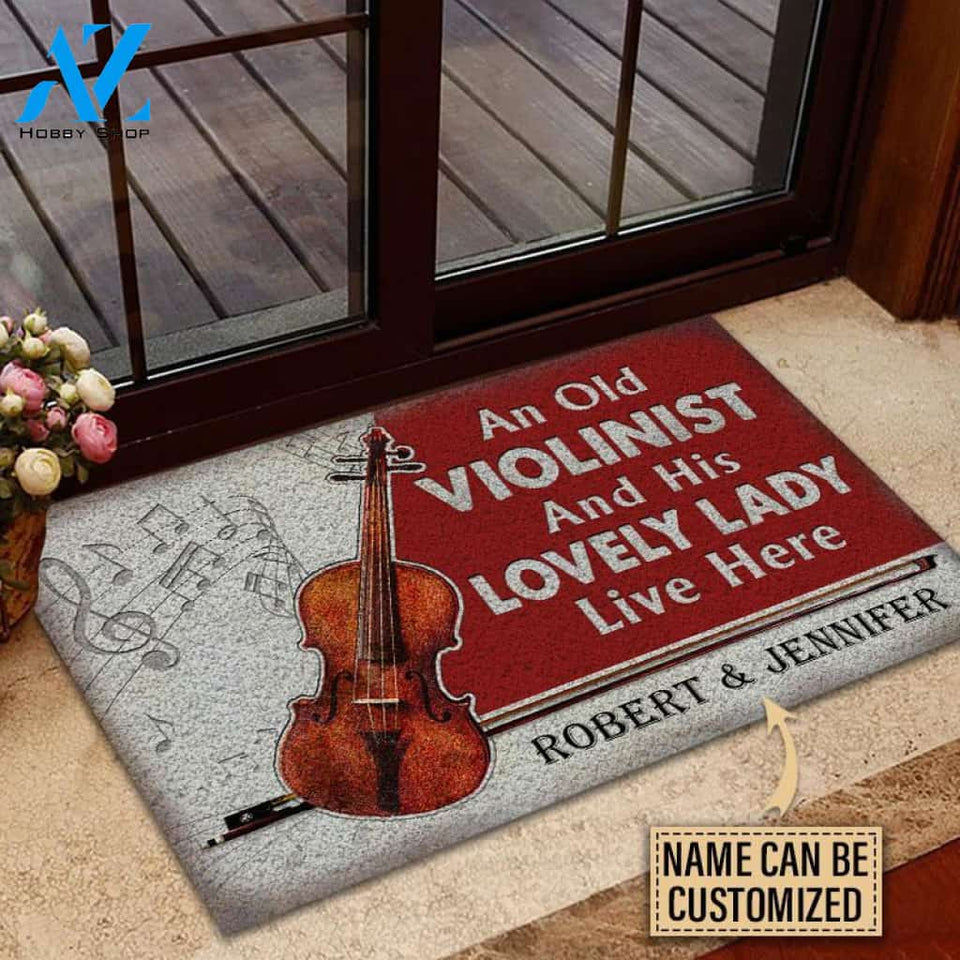 Violin Couple Live Here Custom Doormat