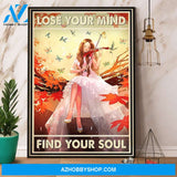 Violin Girl Lose Your Mind Autumn Butterfly Hummingbird Canvas And Poster, Wall Decor Visual Art