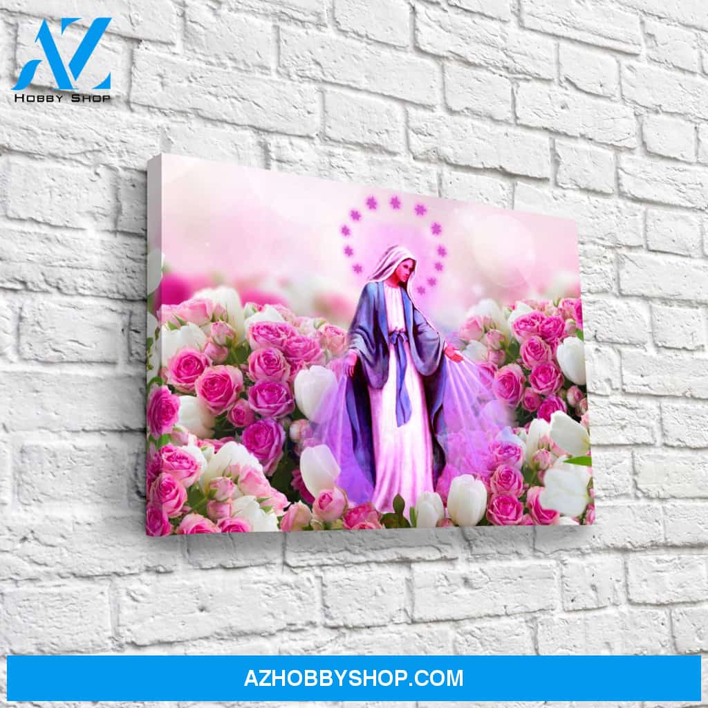 Virgin Mary in the Rose Garden Canvas Art