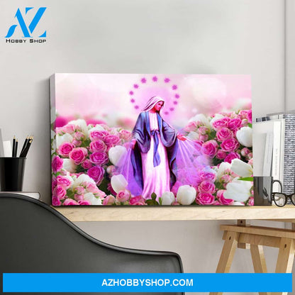 Virgin Mary in the Rose Garden Canvas Art