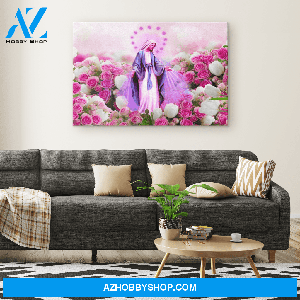Virgin Mary in the Rose Garden Canvas Art