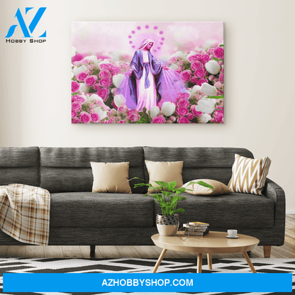 Virgin Mary in the Rose Garden Canvas Art