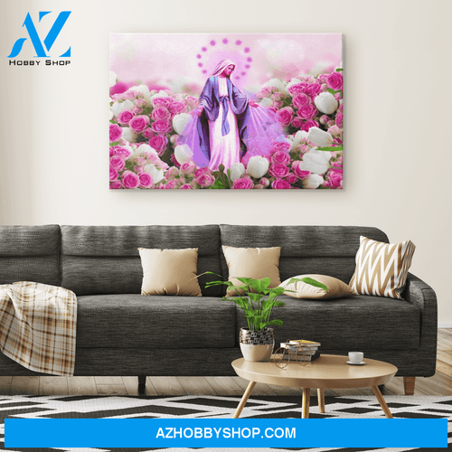 Virgin Mary in the Rose Garden Canvas Art