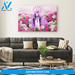 Virgin Mary in the Rose Garden Canvas Art
