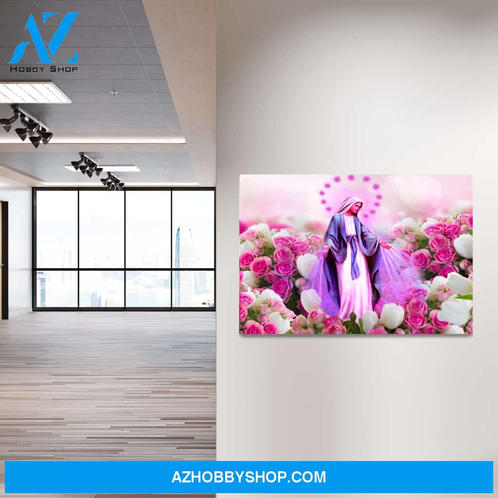 Virgin Mary in the Rose Garden Canvas Art