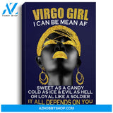 Virgo Girl I Can Be Mean Af Funny Birthday Gift Portrait Canvas
