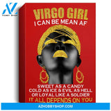 Virgo Girl I Can Be Mean Af Funny Birthday Gift Portrait Canvas