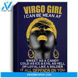 Virgo Girl I Can Be Mean Af Funny Birthday Gift Portrait Canvas