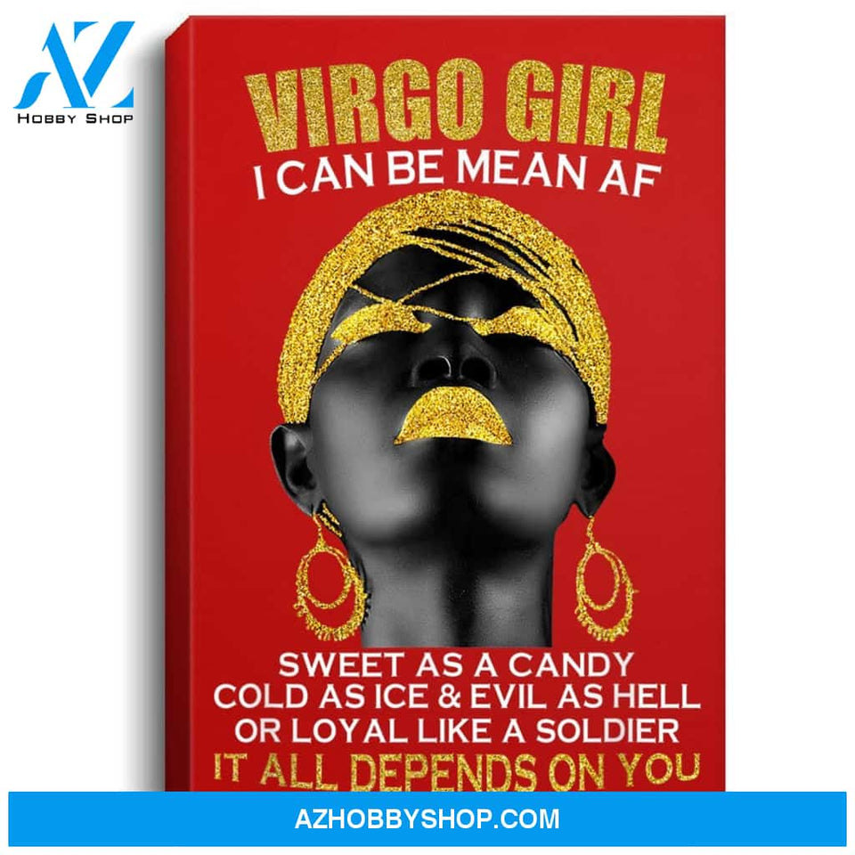 Virgo Girl I Can Be Mean Af Funny Birthday Gift Portrait Canvas