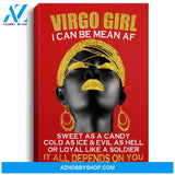 Virgo Girl I Can Be Mean Af Funny Birthday Gift Portrait Canvas