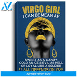 Virgo Girl I Can Be Mean Af Funny Birthday Gift Portrait Canvas