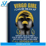 Virgo Girl I Can Be Mean Af Funny Birthday Gift Portrait Canvas