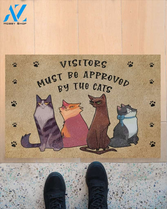 Visitors Must Be Approved By The Cats Doormat Welcome Mat Housewarming Gift Home Decor Funny Doormat Best Gift Idea For Cat Lovers