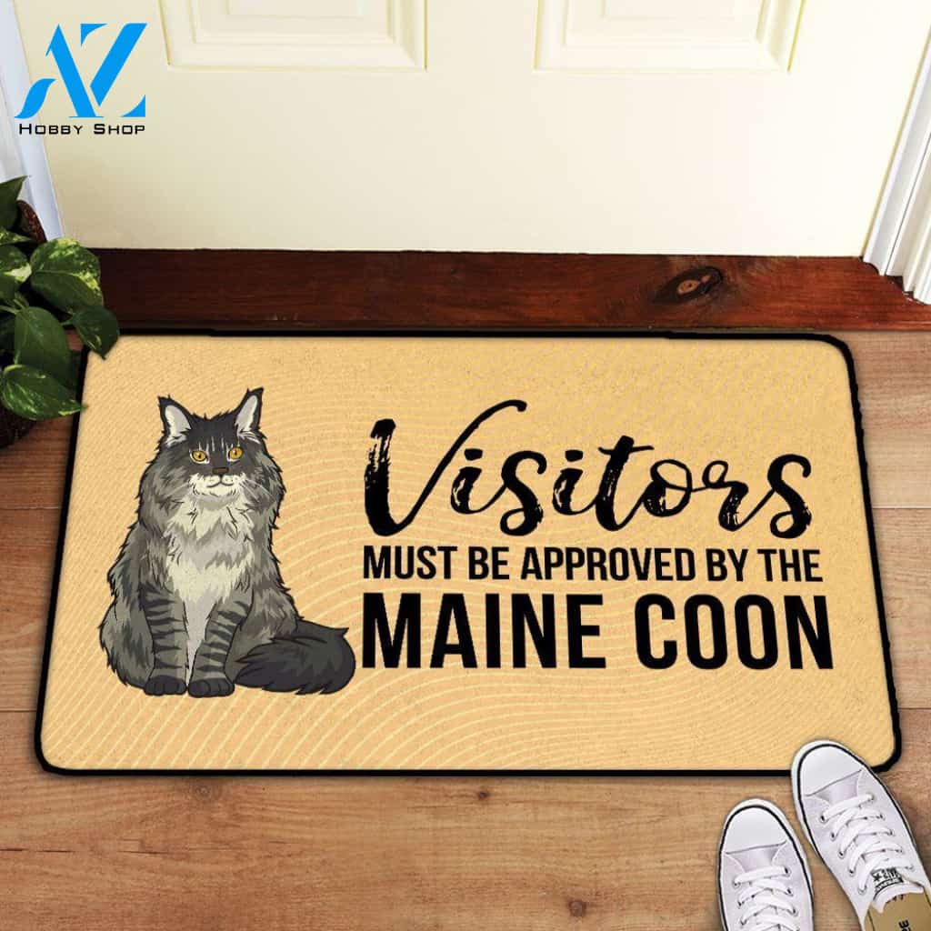 Visitors Must Be Approved By The Maine Coon Doormat | Welcome Mat | House Warming Gift