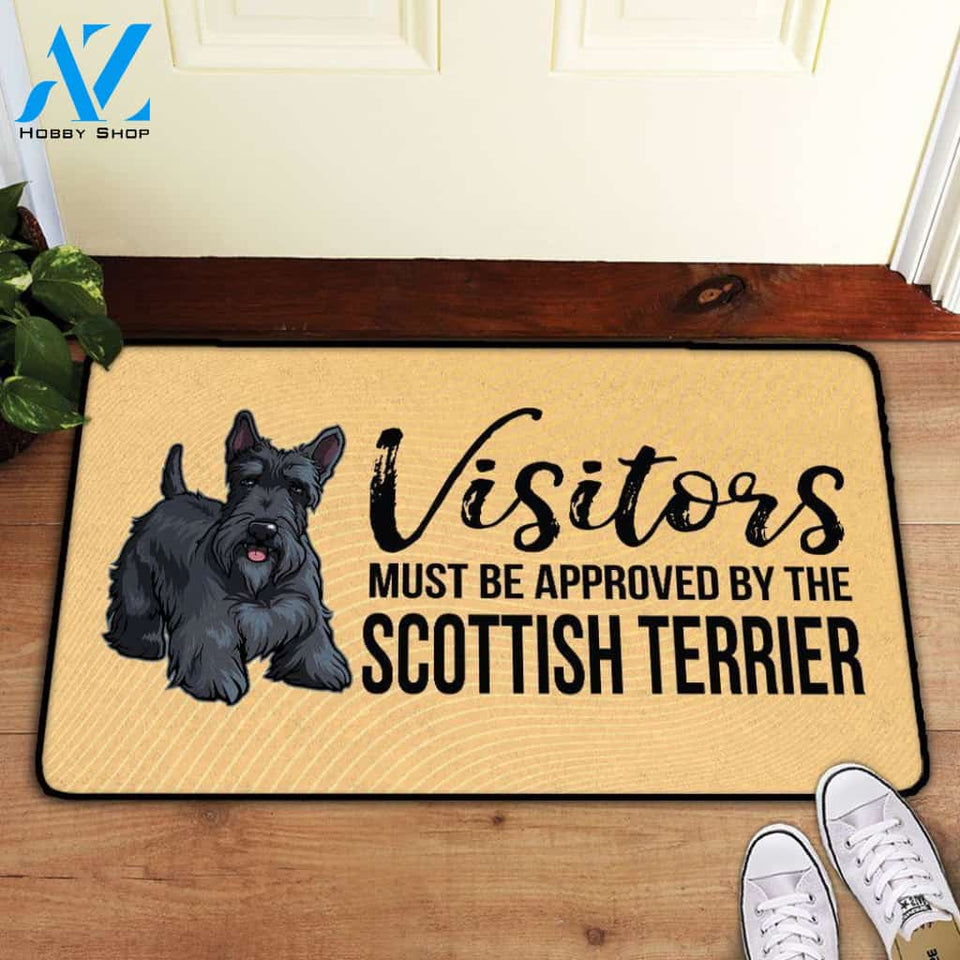 Visitors Must Be Approved By The Scottish Terrier Doormat | Welcome Mat | House Warming Gift