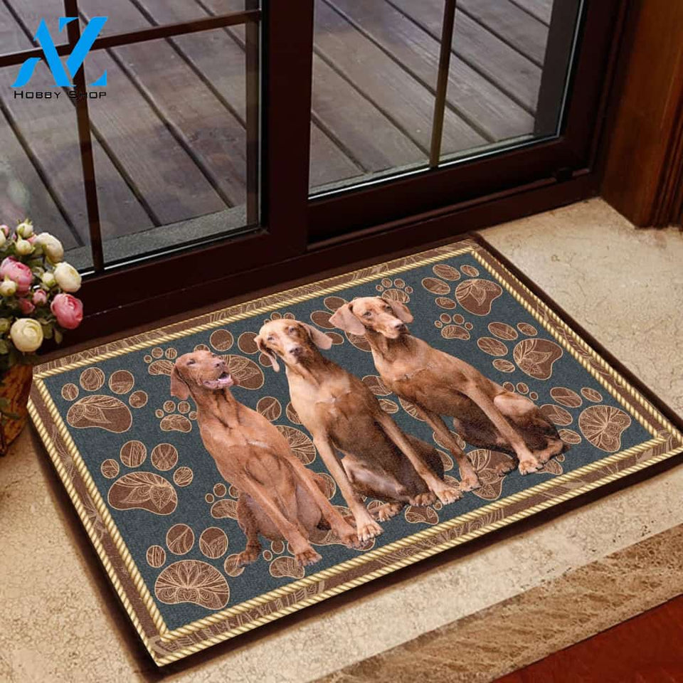 Vizsla Floral Paw - Dog Doormat Welcome Mat House Warming Gift Home Decor Gift for Dog Lovers Funny Doormat Gift Idea