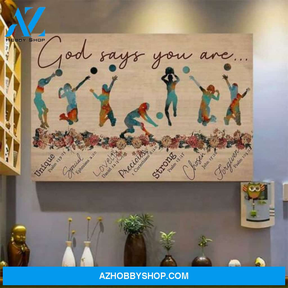 Volleyball God Says You Are - Matte Canvas, Gift for you, gift for him, gift for her, gift for volleyball lover, gift for sport lover