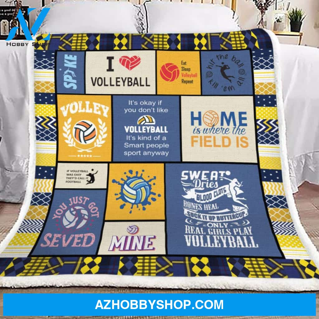 Volleyball Home Is Where The Field Is Fleece Blanket Home Decor Bedding Couch Sofa Soft And Comfy Cozy Gift For Family Friend Gift For Volleyball Lover