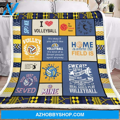 Volleyball Home Is Where The Field Is Fleece Blanket Home Decor Bedding Couch Sofa Soft And Comfy Cozy Gift For Family Friend Gift For Volleyball Lover