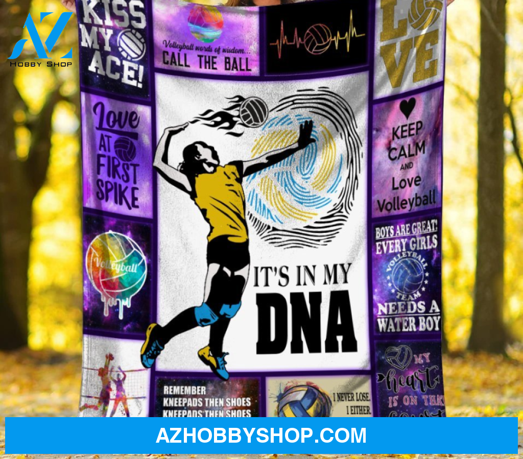 Volleyball It's In My DNA Blanket Gift For Volleyball Lovers Birthday Gift Home Decor Bedding Couch Sofa Soft and Comfy Cozy