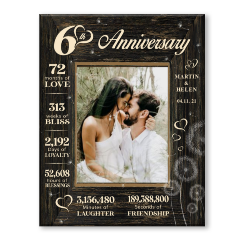 Sixth Wedding Anniversary Gift, 6th Anniversary Gift For Wife, 6th Anniversary Gift For Husband