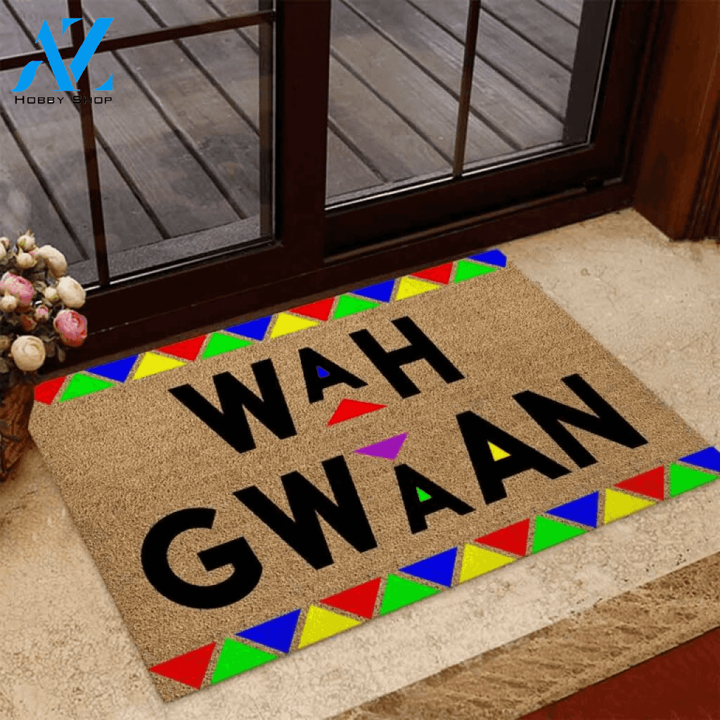Wah Gwaan African American Coir Pattern Print Doormat | Welcome Mat | House Warming Gift